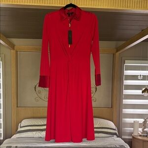 Chic Long Sleeve Red Dress